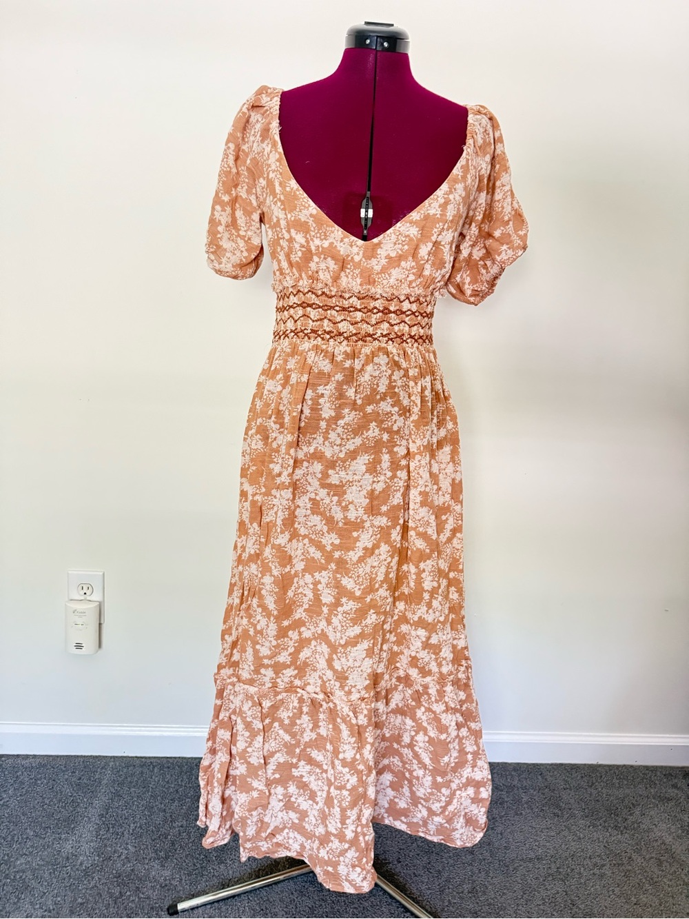 Free People Ellie Floral Maxi Dress with Smocked Waist